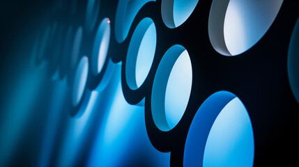 Wall Mural - Blue circular pattern with gradient and light play.