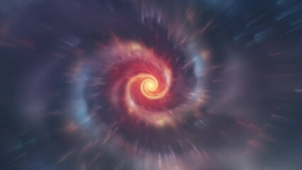 Wall Mural - Spiral galaxy in space with flashes and rays. Rotating Nebula space animation, 4k