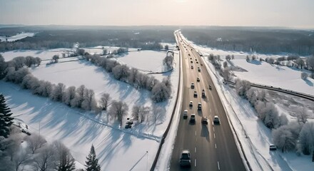 Poster - Snowy road in winter.