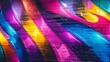 A colorful mural of a rainbow on a brick wall. The colors are bright and vibrant, creating a lively and energetic atmosphere. The mural seems to be a work of art, possibly created by a graffiti artist