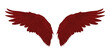 Pair of red realistic wings on transparent background, illustration