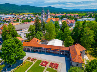 Wall Mural - Aerial view of Ribnica castle in Slovenia