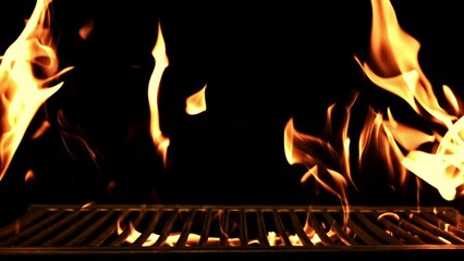 Sticker - Super slow motion tongues of bright flame of fire. . High quality FullHD footage