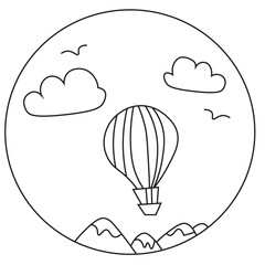 balloon. Kids Funny  line art drawing PNG