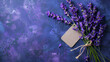 Bouquet of beautiful lavender flowers with space for text on an isolated lilac background