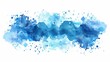 Rectangular Blue Watercolor Drop: Abstract Art Hand-Painted, Isolated on White Background. Watercolor Stains. Watercolor Banner