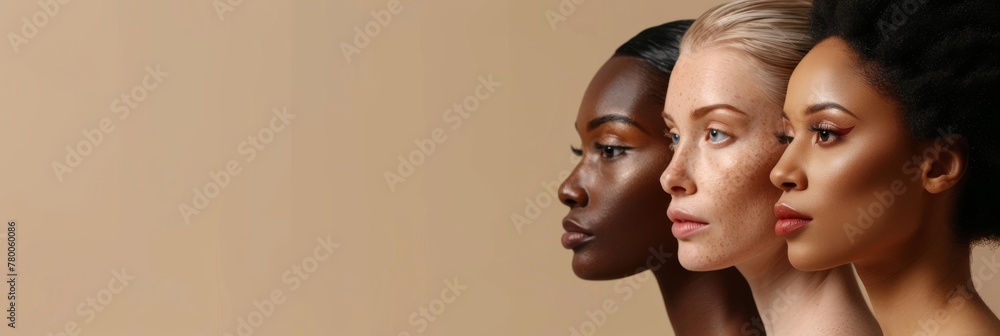 Profile photo of three women with different skin tones, each showing ...