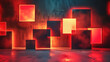 Red glowing cubes stacked artistically.