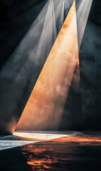 Poster - Diagonal shafts of light casting shadows in an abstract display.