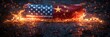Symbolic clash: USA versus China flag engulfed in flames
