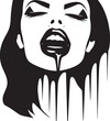 Shadow Seduction: Woman Vampire Face Icon Design Midnight Mystery: Vector Logo of Woman's Vampire Face