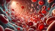 Vibrant Blood Cells Flow in Veins

