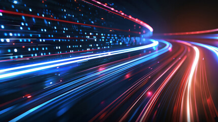 Poster - Futuristic traffic light trails in motion