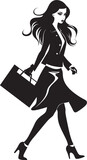 Fototapeta Koty - Fashion Forward Femme: Vector Logo of Stylish Shopper City Chic Shopper: Young Woman Iconic Emblem Design