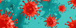 illustration of red blood cells of the virus on a blue-brown background