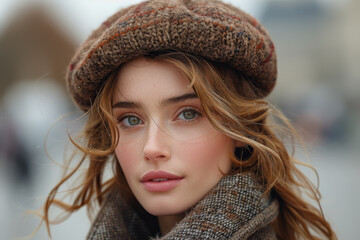 Wall Mural - A stylish beret made from soft wool, adding a Parisian-inspired flair to any outfit. Concept of French fashion and iconic headwear. Generative Ai.