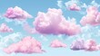 Realistic fluffy clouds in pink, separated on a see-through background. Use them as a sky backdrop for your designs. It's a picture drawn in vectors.