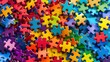 © Ziyan - Colorful pieces puzzles background. World autism awareness day concept. Top view