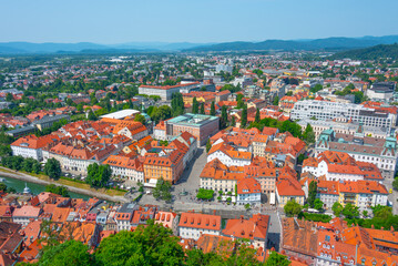 Canvas Print - Aerial view of the University library at the Slovenian capital L