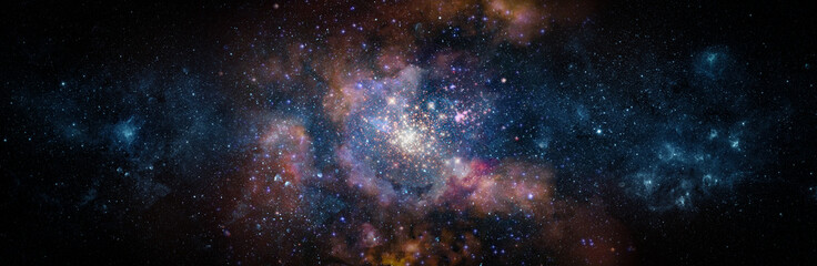 Wall Mural - space scene with stars in the galaxy. panorama. universe filled with stars, nebula and galaxy. eleme
