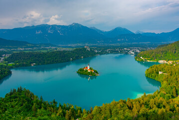 Canvas Print - Aerial view of lake Bled in Slovenia