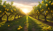 Lemon plantations, Trees with ripe lemon fruit