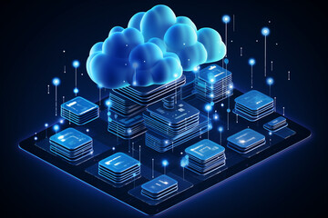 Wall Mural - online, cloud storage, contact, computing, tablet, phone home devices with online. linking computer 