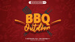 BBQ outdoor logo type editable 3d vector text effect template design