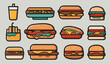 Painting Deliciousness. Exploring Flavor through Vector Illustrations of Hamburgers.