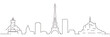 France Dark Line Simple Minimalist Skyline With White Background