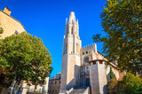 Fototapeta Miasto - Tower of St. Felix church in Girona, Catalonia, Spain