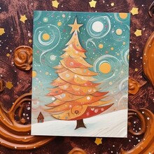 Whimsical Playful Christmas Tree Card. A Charming And Enchanting Way To Spread Joy Of The Season.