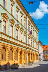 Canvas Print - Facades of old houses in the historical center of Ptuj, Slovenia