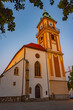 Sunset view of a catholic church in Maribor, Slovenia
