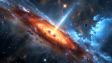stellar pulse: a breathtaking view of a pulsar emanating powerful energy beams, painting the cosmic 