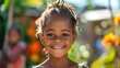children of madagascar, A joyful young girl with a bright smile and dreadlocks stands in a sunny outdoor setting, exuding happiness and innocence 