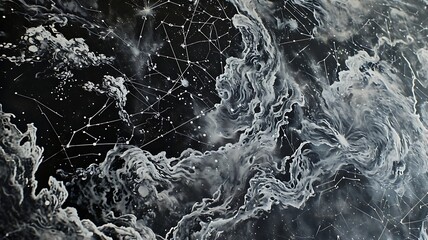 Wall Mural - A Cosmic Map: Constellations Etched Against the Velvet Canvas of Space