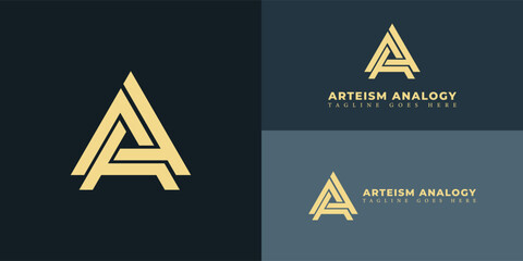 Abstract initial triangle letter A or AA logo in green color isolated on multiple background colors. The logo is suitable for business and consulting company logo icons to design inspiration templates