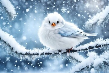 Wall Mural - white dove in the snow