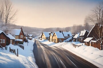 Wall Mural - village in the snow