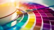 closeup of color fan deck, paint sample catalog