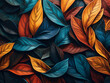 Colorful and dynamic wall of leaves formed by vibrant brushstrokes, expressing wildness