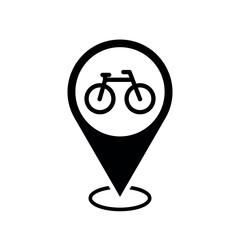 Wall Mural - bike parking location map pointer, bicycle icon location pin, black symbol isolated on white backgro