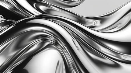 Wall Mural - chrome abstract background with waves