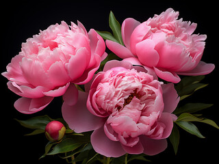 Wall Mural - Enjoy the full bloom of fresh pink peonies