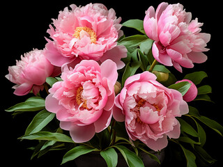 Wall Mural - Enjoy the beauty of fresh pink peonies in full bloom, creating a stunning display