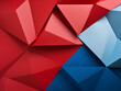 Geometric design crafted from vibrant red and blue paper