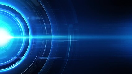 Wall Mural - technology background. abstract circle hud animation and bright lights in a cyberspace. futuristic t
