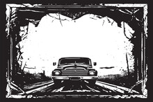 Black Texture Of Truck In Grunge Frame Vector Illustration Background Texture