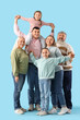 © Pixel-Shot - Big family on blue background